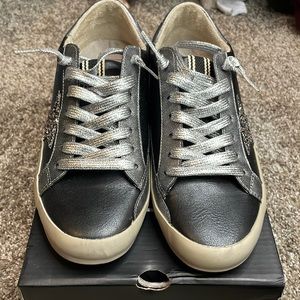 Shushop Black & Silver Sneakers, Size 8, New